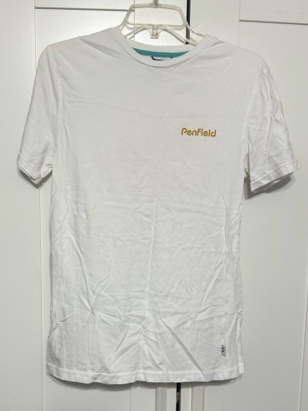Penfield White Short-Sleeve Logo Tee with Gold Print